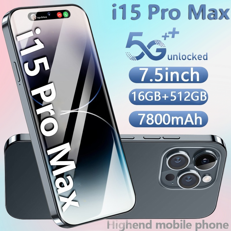 โทรศัพท์มือถือ i15 Pro Max 5G android Cellphone 12GB+512GB หน้าจอขนาดใหญ่ HD ขนาด 7.3 นิ้ว smart phone ถูกๆ มือถือถูกๆแท