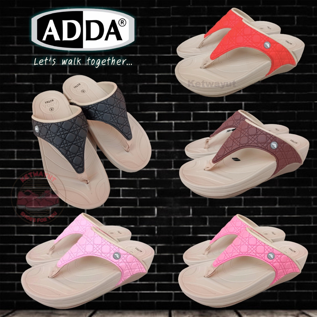 รองเท้าแตะแบบสวมผู้หญิง รองเท้าแตะส้นสูง ส้นตึก หูหนีบ Adda 62T01