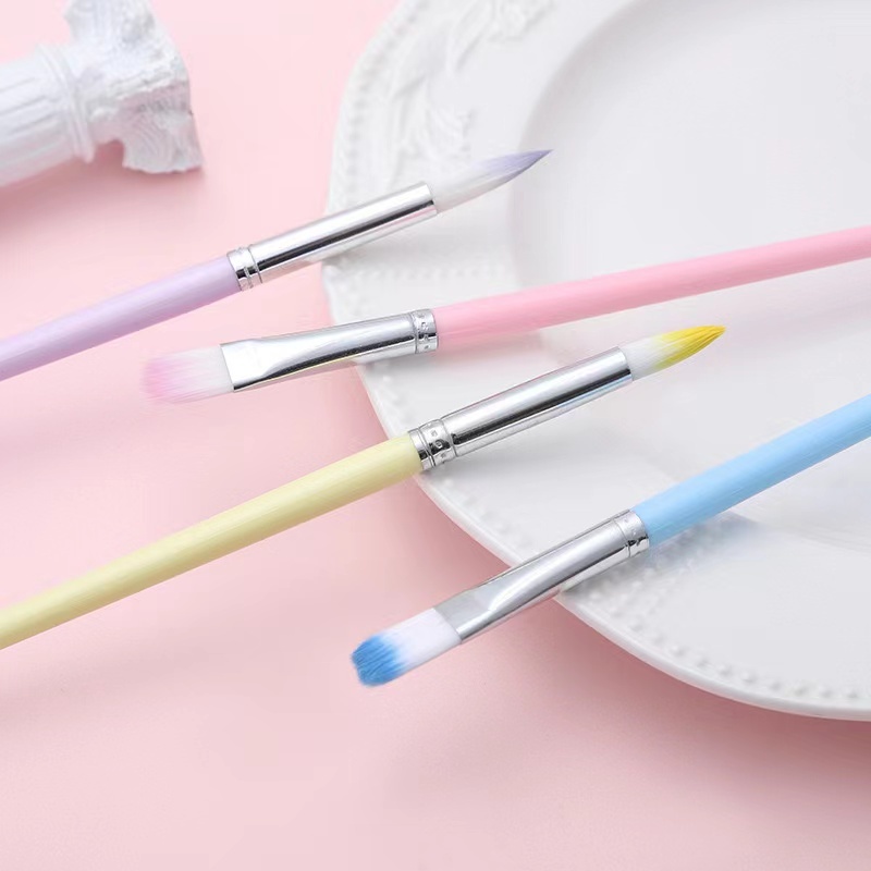 ZJ HOME 6ชิ้นหัวแปรงขนาดเล็กผสมและไนลอนย้อมผมแบนสำหรับการวาดรูปวาดสีน้ำแปรงปากกาสำหรับหมอนอิงลายสัตว์เลี้ยงการ์ตูนศิลปิน