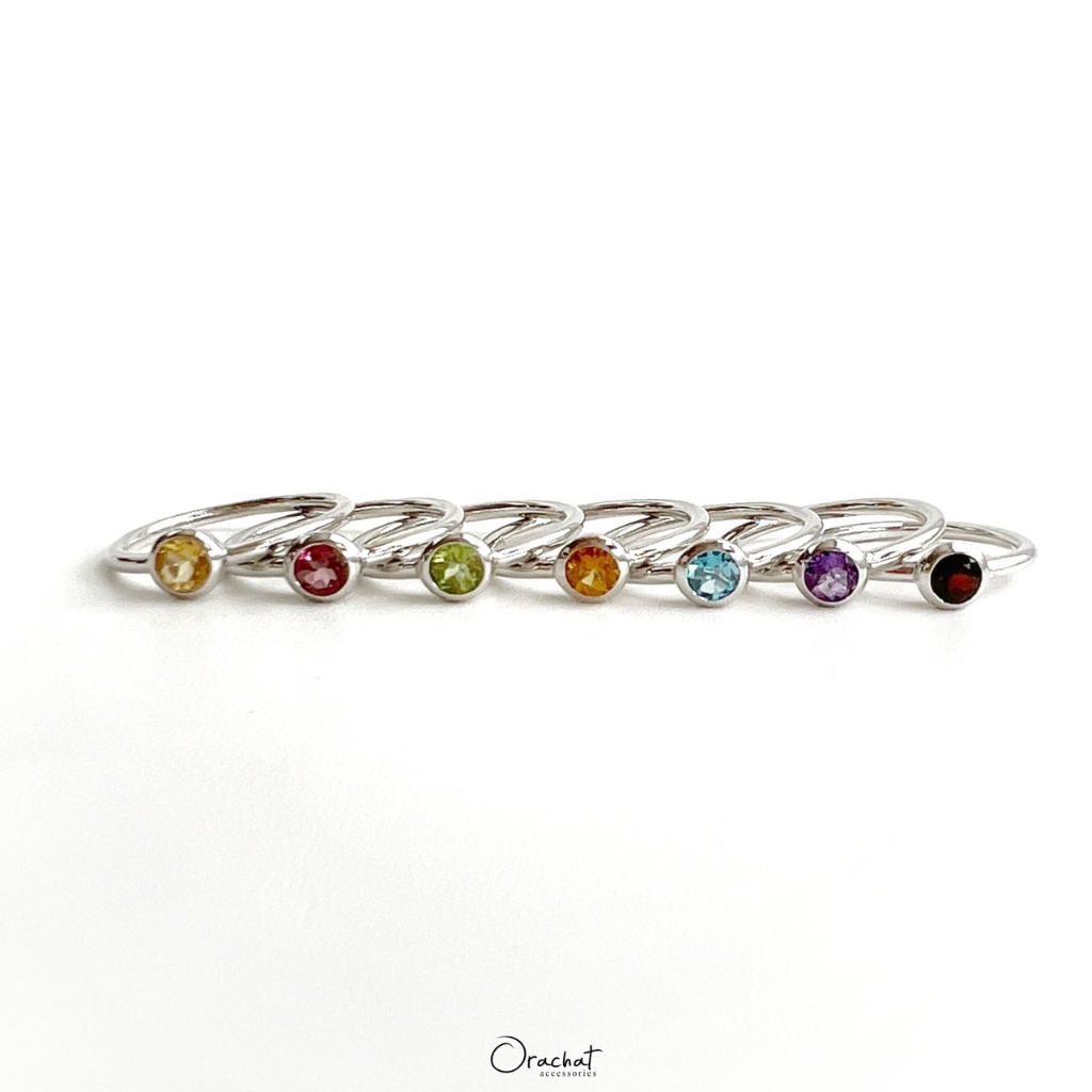 Birthstone 100 H&A ring (ตัวเรือนสีเงิน : แหวนเงินแท้ พลอยแท้ประจำวันเกิด)