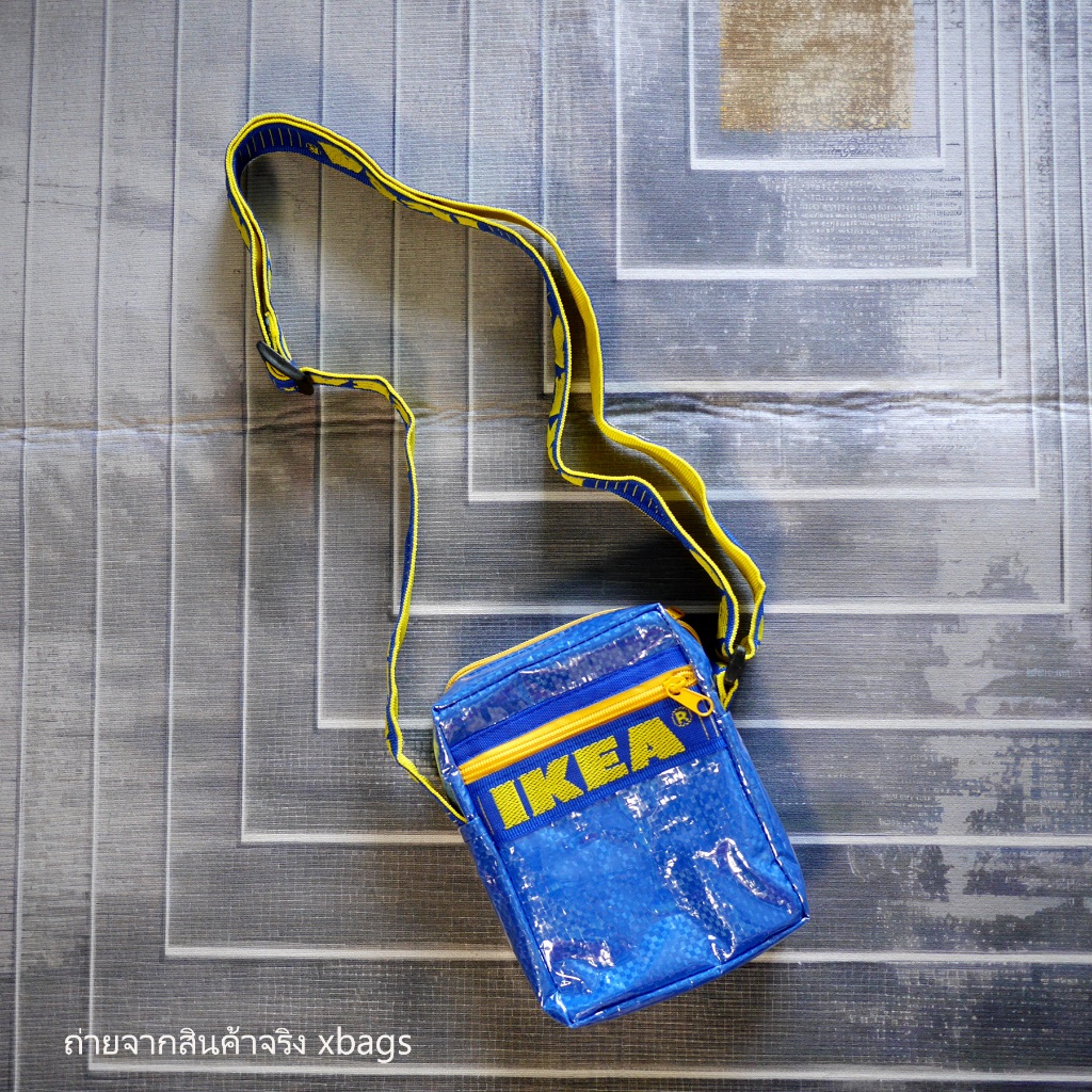 IKEA - Remake bag ใบเล็ก ทรงตั้ง สะพายข้างทรงสี่เหลี่ยม ผ้าใบเคลือบพลาสติกใสกันน้ำ