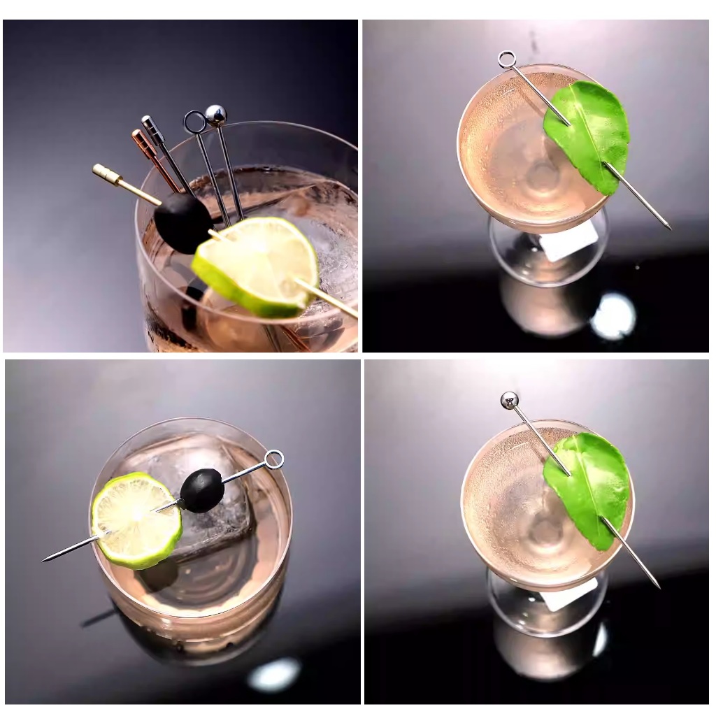 ไม้จิ้มค็อกเทล ไม้เสียบค็อกเทลสแตนเลสอย่างดี  มี 5 แบบให้เลือก (1 แพ็ค มี 9 ชิ้น) Stainless Steel Cocktail Picks - รูปที่ 6