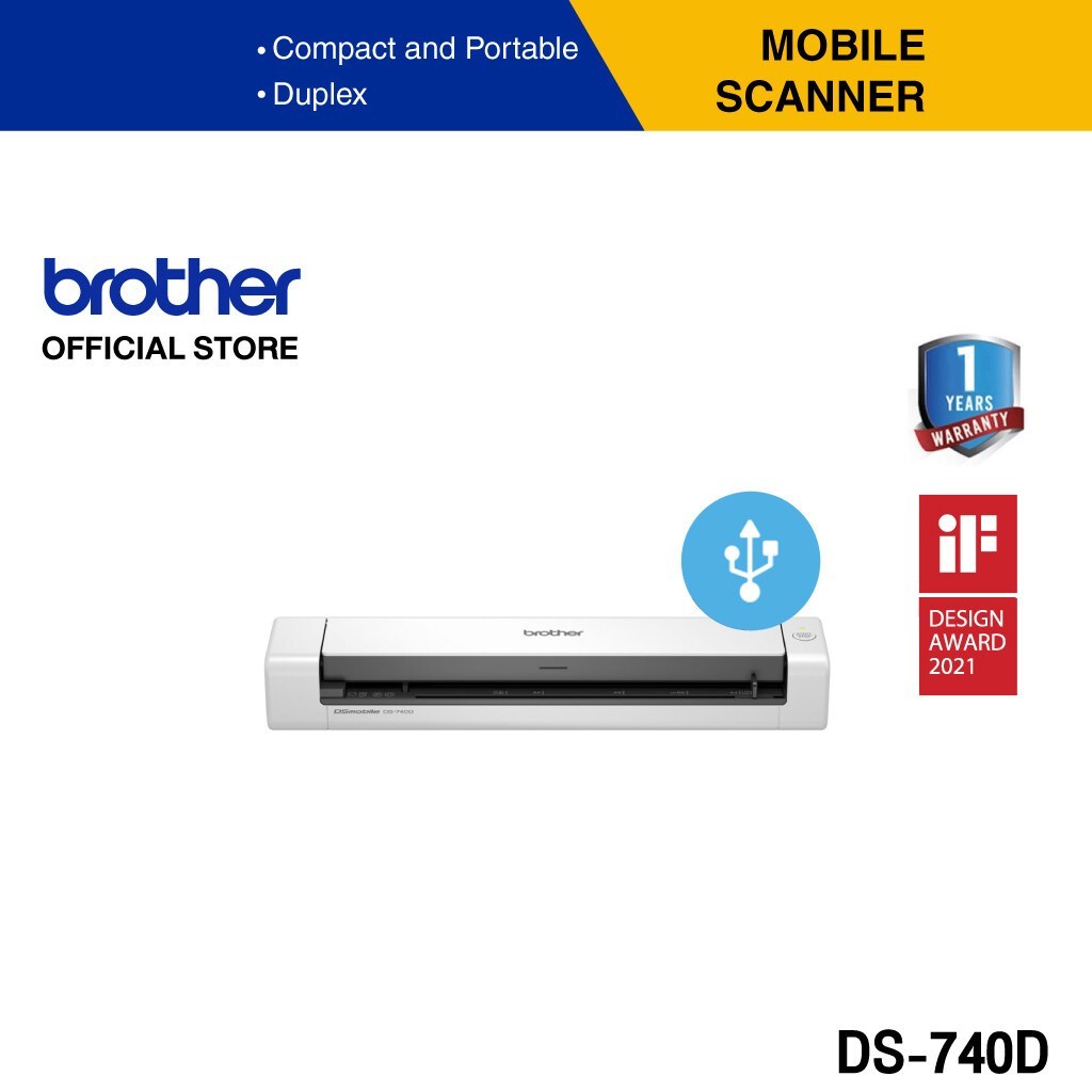 Brother DS-740D เครื่องสแกนเอกสารแบบพกพา (สแกนเอกสาร 2 หน้าอัตโนมัติ) (ประกันจะมีผลภายใน15วัน หลังจา