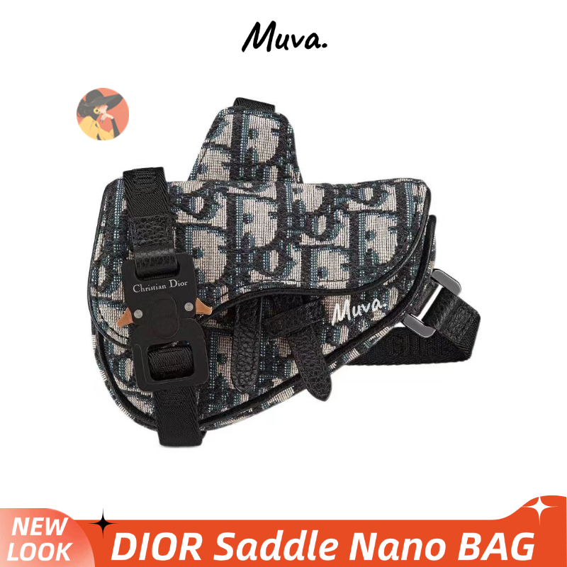 ดิออร์👜Dior NANO Men/Saddle Bag ผู้ชาย/กระเป๋าข้าง/กระเป๋าสะพายข้าง/กระเป๋าสะพายข้าง/Mini 1