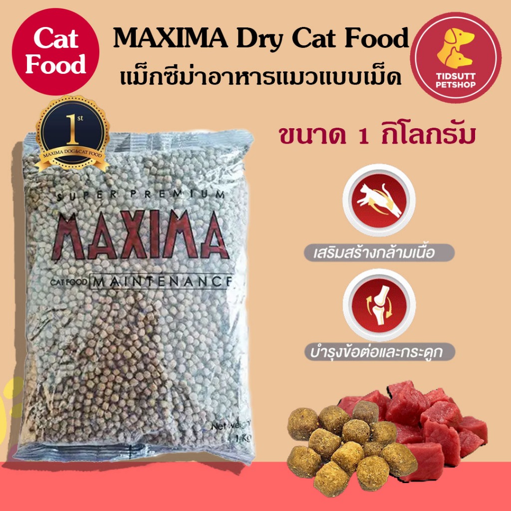 Maxima แม็กซิม่า อาหารแมว เกรดพรีเมี่ยม ขนาด 1 กิโลกรัม (ถุงใสแบ่งจากโรงงาน)