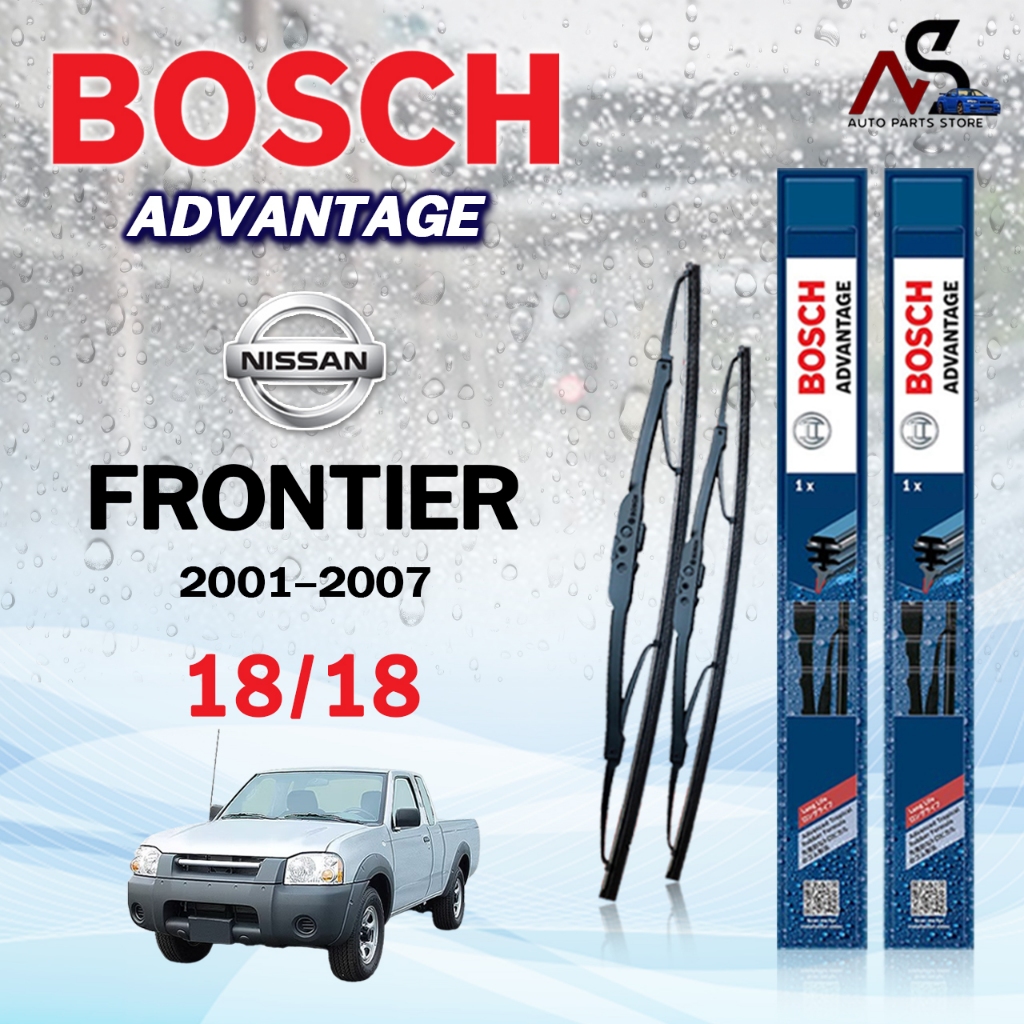 BOSCH ใบปัดน้ำฝน แบบก้านเหล็ก แบบคู่ NISSAN FRONTIER ปี 2001-2007 ขนาด 18/18 นิสสัน ฟรอนเทียร์ รุ่น ADVANTAGE