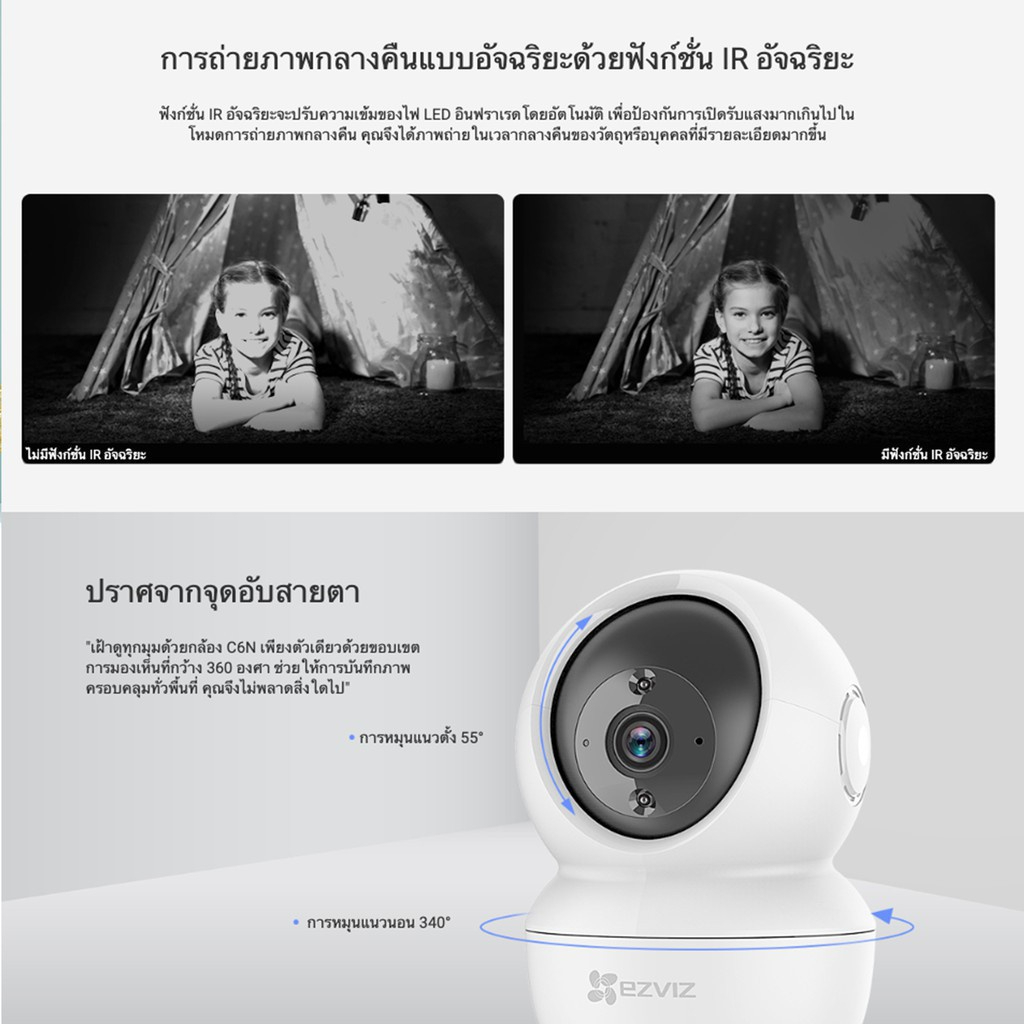 ⚡️ส่งด่วน กรุงเทพฯ 1ชม.กล้องวงจรปิดไร้สาย EZVIZ รุ่น C6N CP1 Pro 1080P Wi-Fi PT Camera