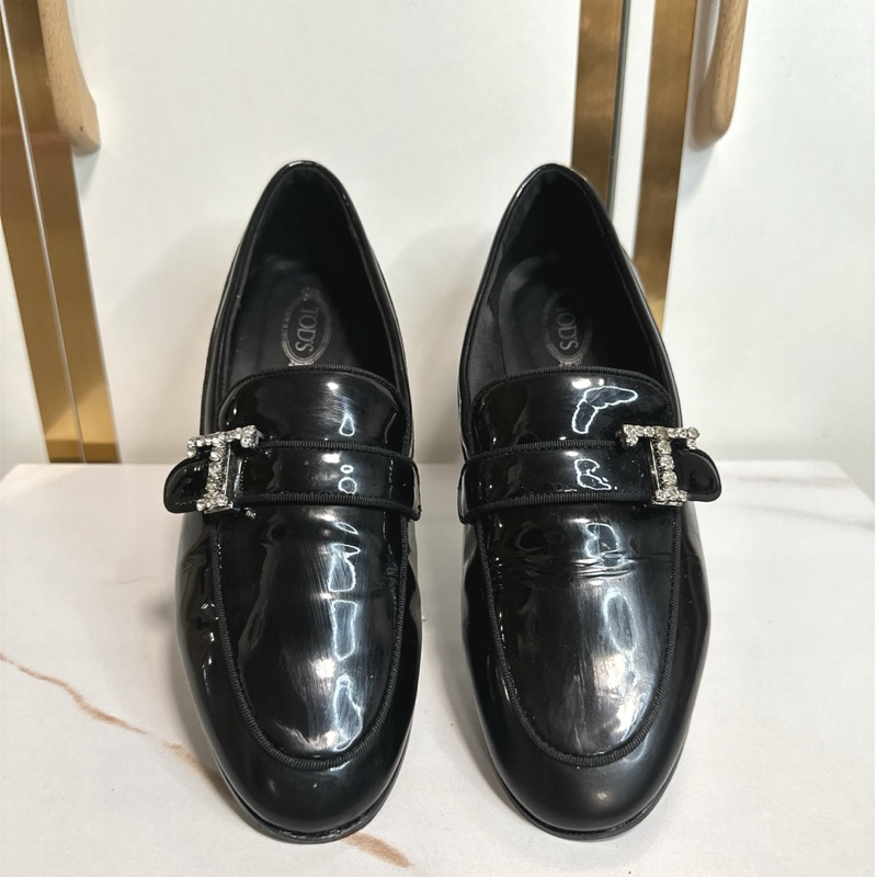 รองเท้า TO❤️DS Lofers หนังแก้วสีดำ Size 37 (23.5 cm) รับประกันสินค้าแทั💯