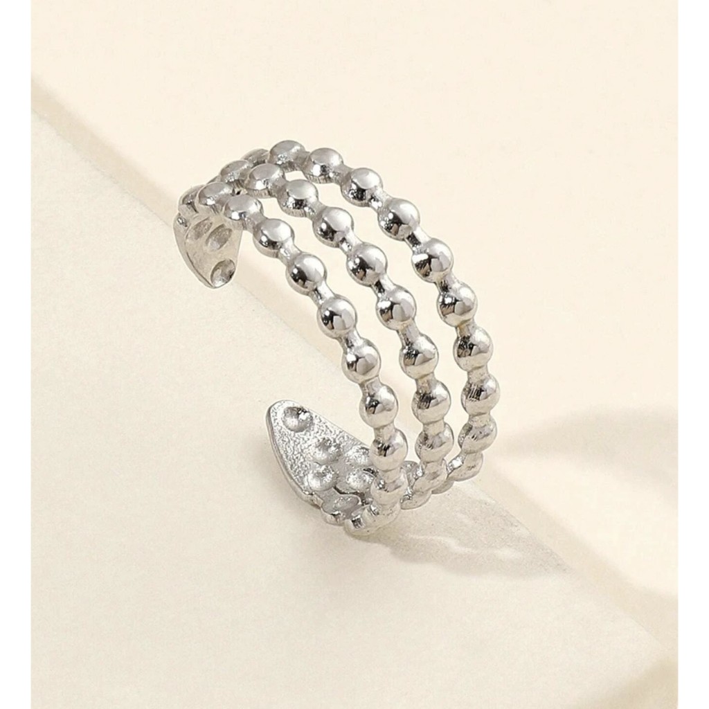 KYM.vibes - blondie ring แหวนสแตนเลส ทรงลูกปัด 3 ชั้น
