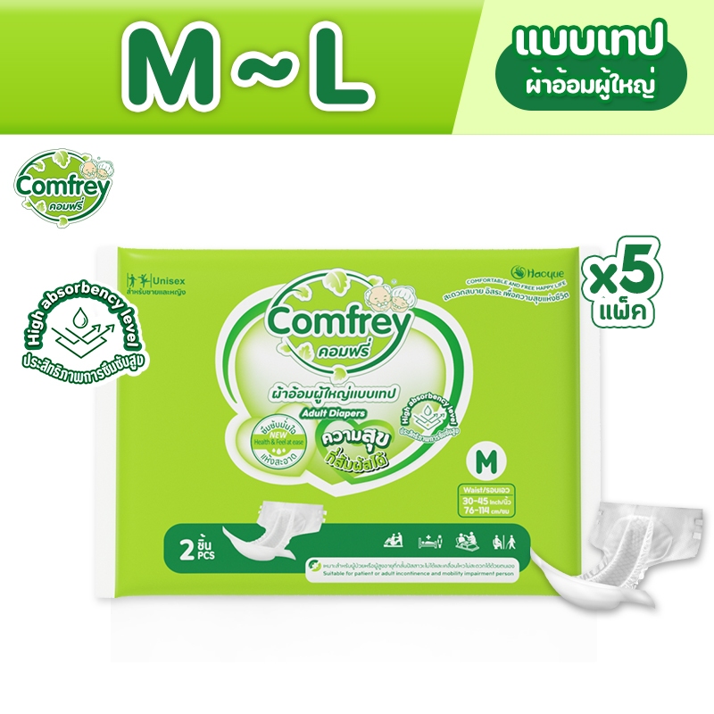 [ไซส์ M-L 10ชิ้น/8ชิ้น] Comfrey แพมเพิสผู้ใหญ่ ผ้าอ้อมผู้ใหญ่แบบเทป ราคาประหยัด