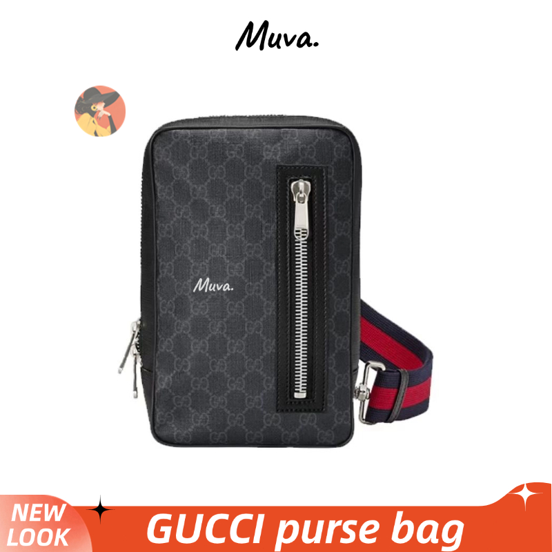 1 กุชชี่👜Gucci GG Supreme Men/Shoulder Bag / กระเป๋าใส่โทรศัพท์มือถือ/ 478325