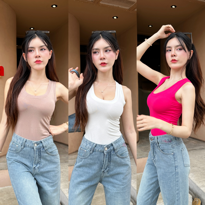 เสื้อกล้ามเรย่อน ผ้าเรย่อนยืดเยอะ สาวอวบใส่ได้ค่า 💝 ทรงสวยใส่ง่าย ผ้านิ่มใส่สบายไม่คัน พร้อมส่ง รุ่น กล้ามอุด้ง