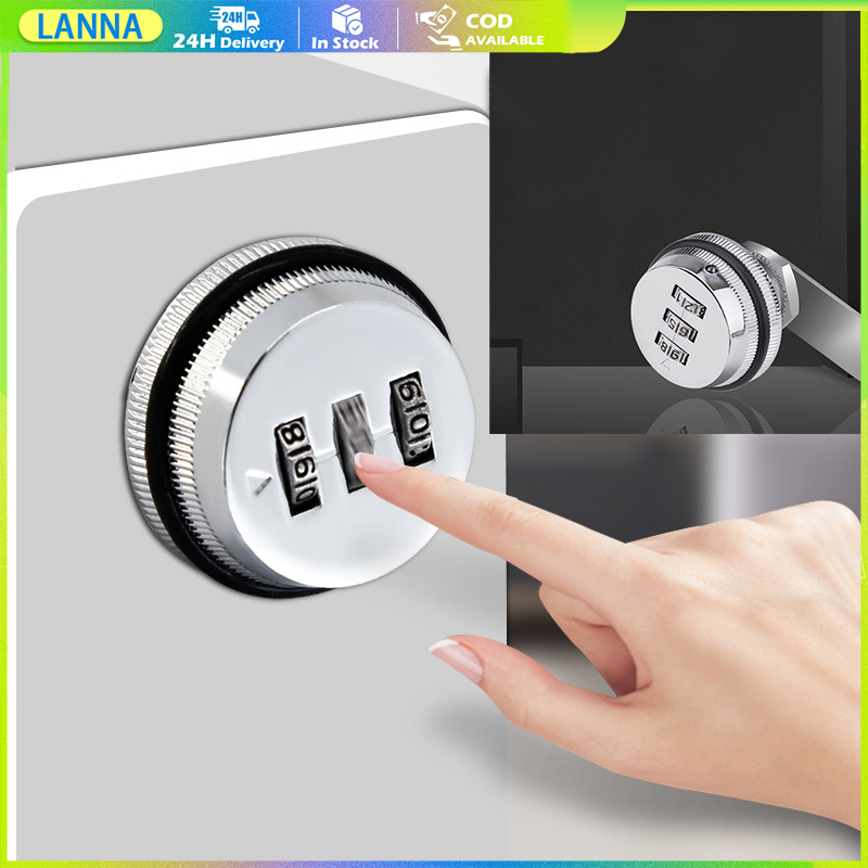 ร้านอยู่ที่ไทย ที่ล็อคตู้จดหมาย ตู้เสื้อผ้า ใส่รหัสผ่าน 20/30mm วัสดุโลหะผสมสังกะสี สีดำ สีเงิน