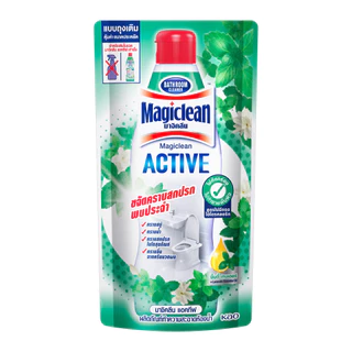 มาจิคลีน แอคทีฟ มิ้นตี้ เทนเดอร์ ถุงเติม 600มล Magiclean Active Minty refill 600ml น้ำยาล้างห้องน้ำ สูตรไม่มีกรดHC