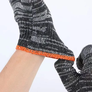 ถุงมือผ้าฝ้าย ยกโหล12คู่ สีเทา-สีขาว ถุงมือช่าง เพื่อการเกษตรทำสวน ป้องกันมือ ถุงมือผ้า