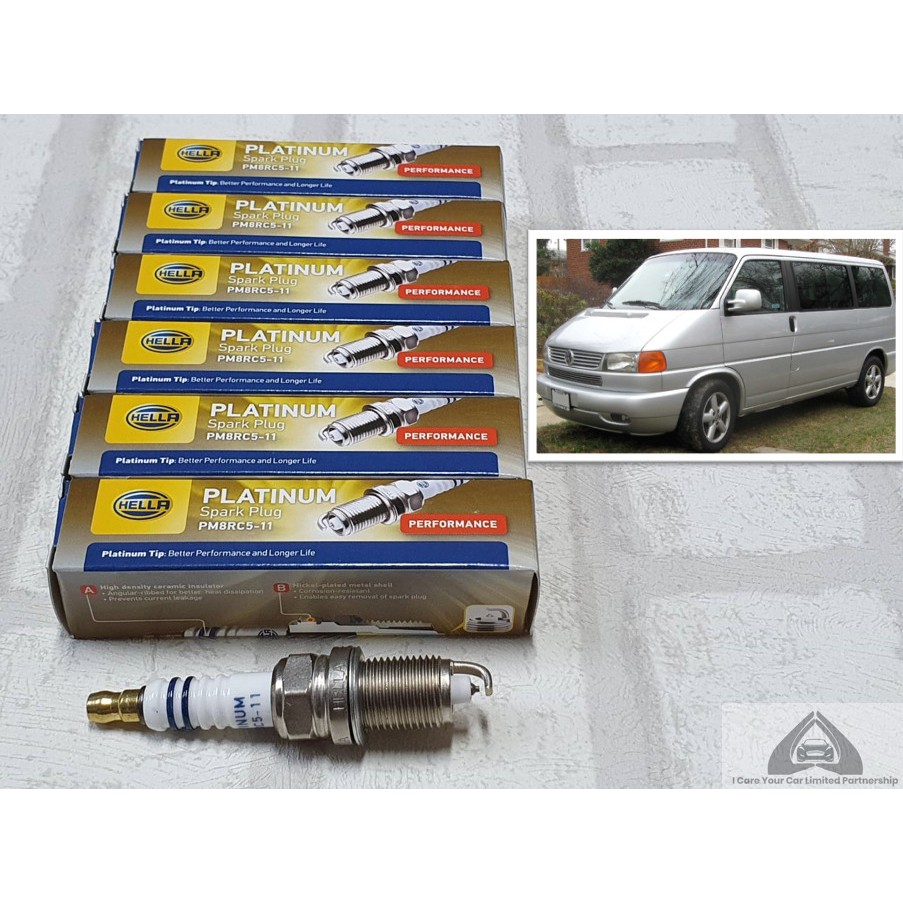 หัวเทียน แพลทตินัม VW Caravelle T4 V6 ชุด 6 หัว ระยะใช้งาน 60000 กม : Hella PM8RC5-11