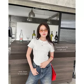 Riley.apparels - Tammy baby tee ปักอะไหล่เงิน 9104