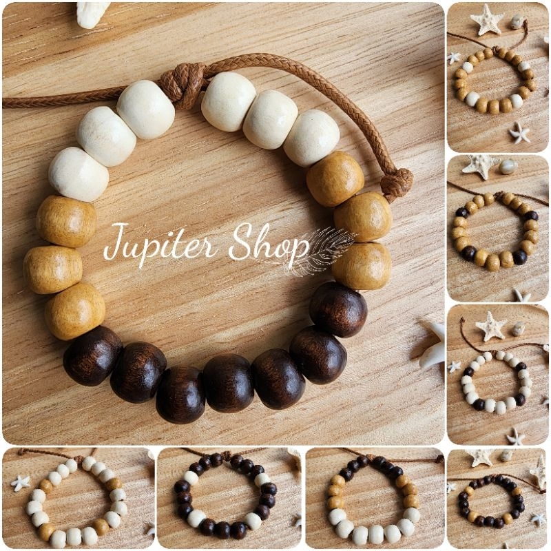 พร้อมส่ง! กำไลข้อมือลูกปัดไม้ Handmade Wooden Beads Bracelet
