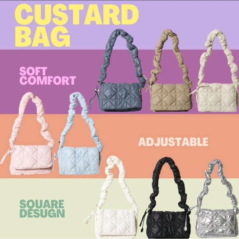 [ลด30% ใส่โค้ด30DD99 วันที่9กันยาเท่านั้น] พร้อมส่ง Custard bag กระเป๋านุ่มนิ่ม สายปรับความยาวได้ ขน