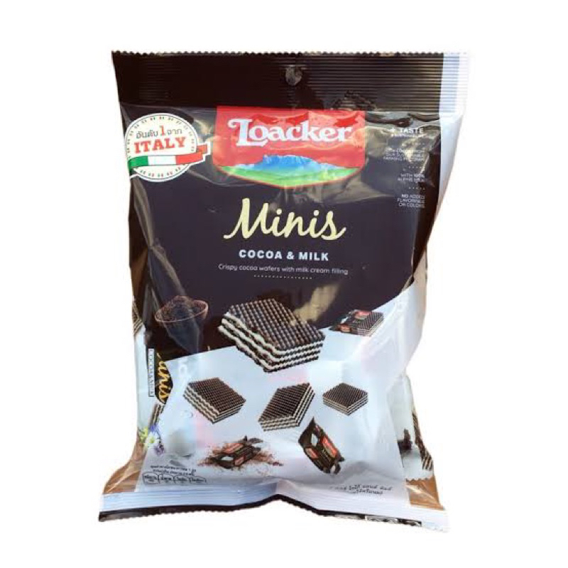 Loacker minis wafer cocoa & milk ล็อคเกอร์  เวเฟอร์รสครีมโกโก้และนม 🇮🇹