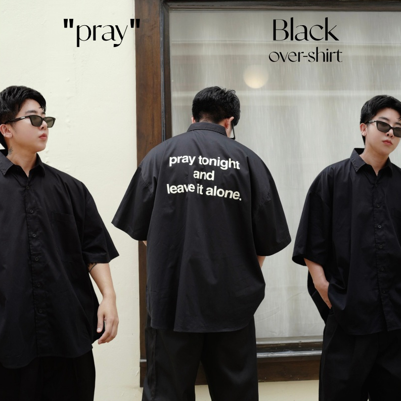 QCLOTH : PRAY BLACK Over-shirt