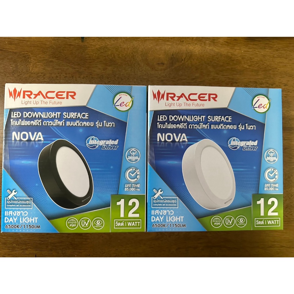 โคมไฟดาวน์ไลท์ติดลอยกลม 6 นิ้ว RACER รุ่น LED DOWNLIGHT SURFACE NOVA 12วัตต์ (แสงขาว/แสงเหลือง)(ขอบด