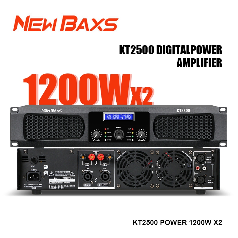 NEW BAXS KT2500 high power 1200w pure post-stage เครื่องขยายเสียงดิจิตอลรองรับการเชื่อมต่อกับอุปกรณ์เสียง 12/15 นิ้ว
