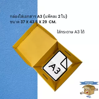 กล่องใส่เอกสาร A3 (แพ๊คละ 2 ใบ) ขนาด 37 x 43.5 x 29 cm. (สั่งได้ไม่เกิน 10 แพค/ครั้ง)