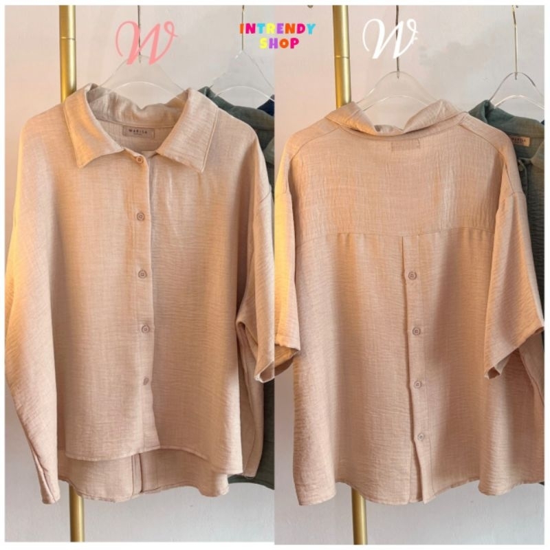 ใหม่.เสื้อเชิ้ตคอปกกระดุ่มผ่าหลัง Over Size หน้าผ้าอก 52 นิ้ว.เป็นผ้าโพลีเอสเตอร์ลายยีน