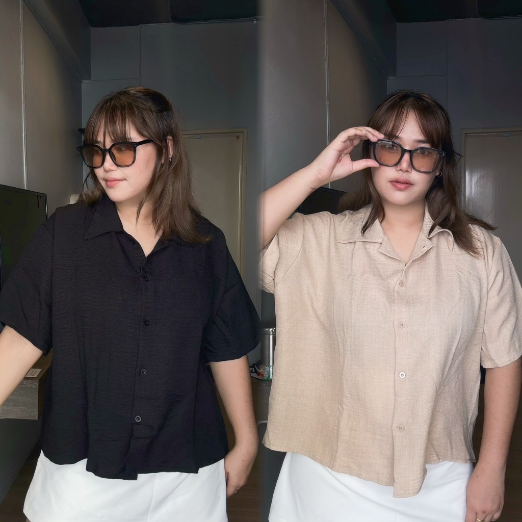 เสื้อเชิ้ตฮาวาย ผ่าหลังกระดุม อก52 ผ้าลายยีนส์ นุ่มลื่นใส่สบาย