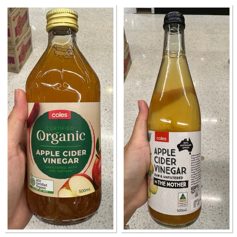 Coles Organic Apple Cider Vinegar 500 Ml โคลส์ น้ำส้มสายชูหมัก จาก แอปเปิ้ล ออร์แกนิค