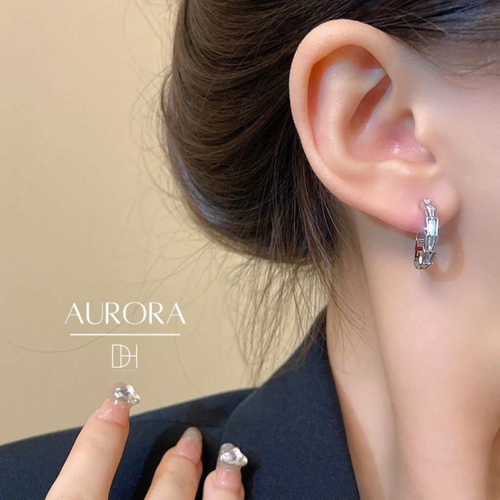 DH ต่างหูห่วง Aurora ต่างหูเงิน ต่างหูหวง ตุ้มหูเพชร ต่างหูแฟชั่น ตุ้มหูเงินแท้ ต่างหูเท่ๆ