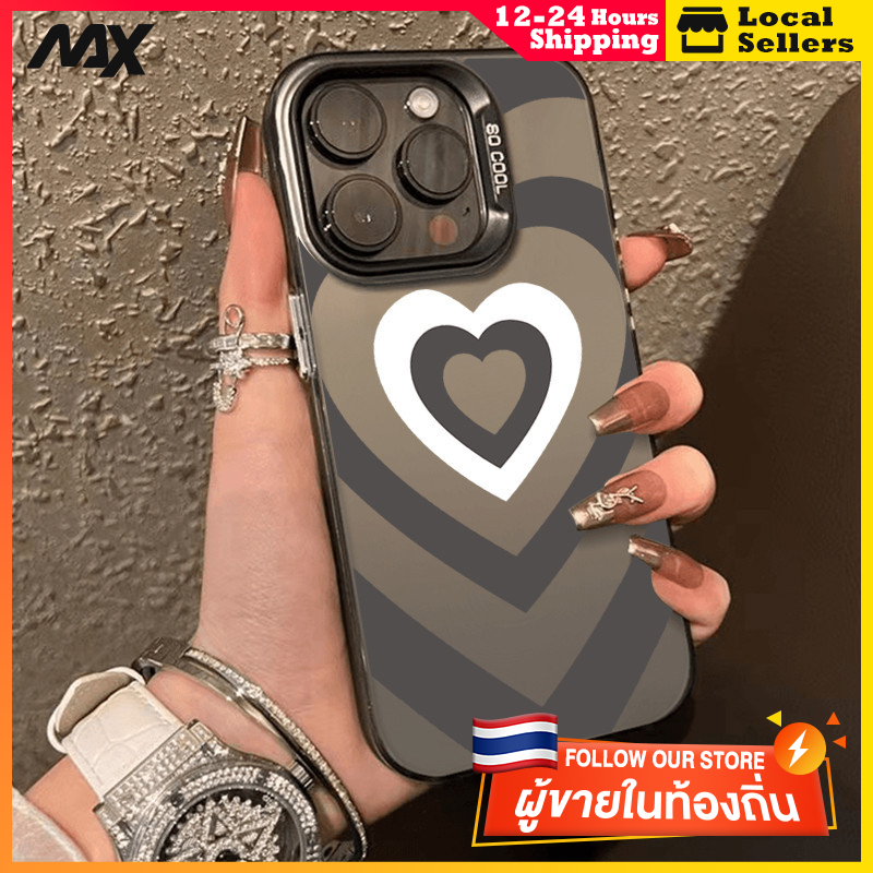 สีดำหรูหราซิลิโคนแข็งกรณีโทรศัพท์ สีดำและสีขาวความรักหลาย for IPhone 13 12 7Plus 14 15 11 Pro MAX 8 6 7 6S Plus X XR XS
