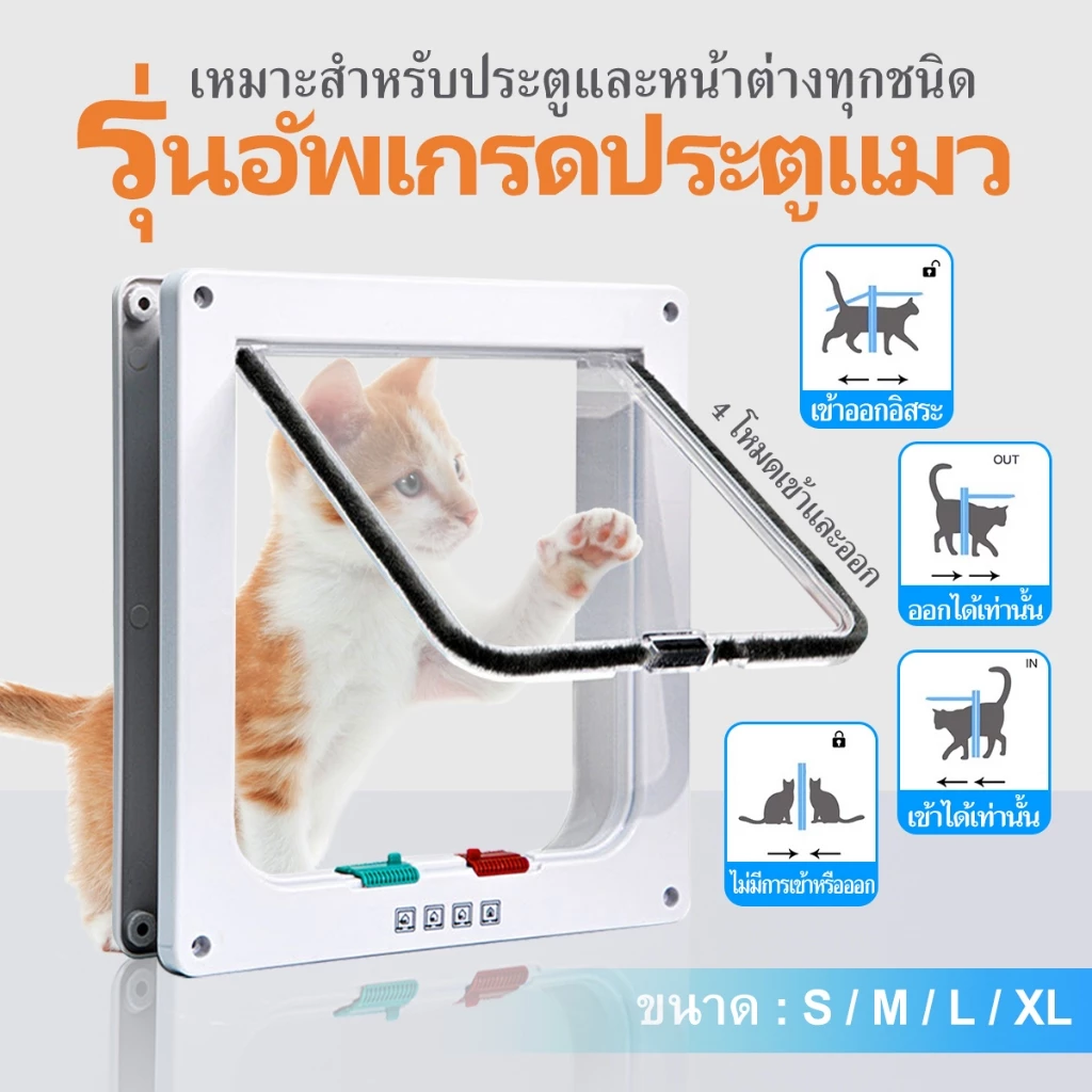 ประตูแมว ประตูหมา ประตูกันแมว ประตูสำหรับสัตว์เลี้ยง สะดวกติดตั้งง่าย ตั้งค่าการเข้าออกเองได้ 4 โหมด