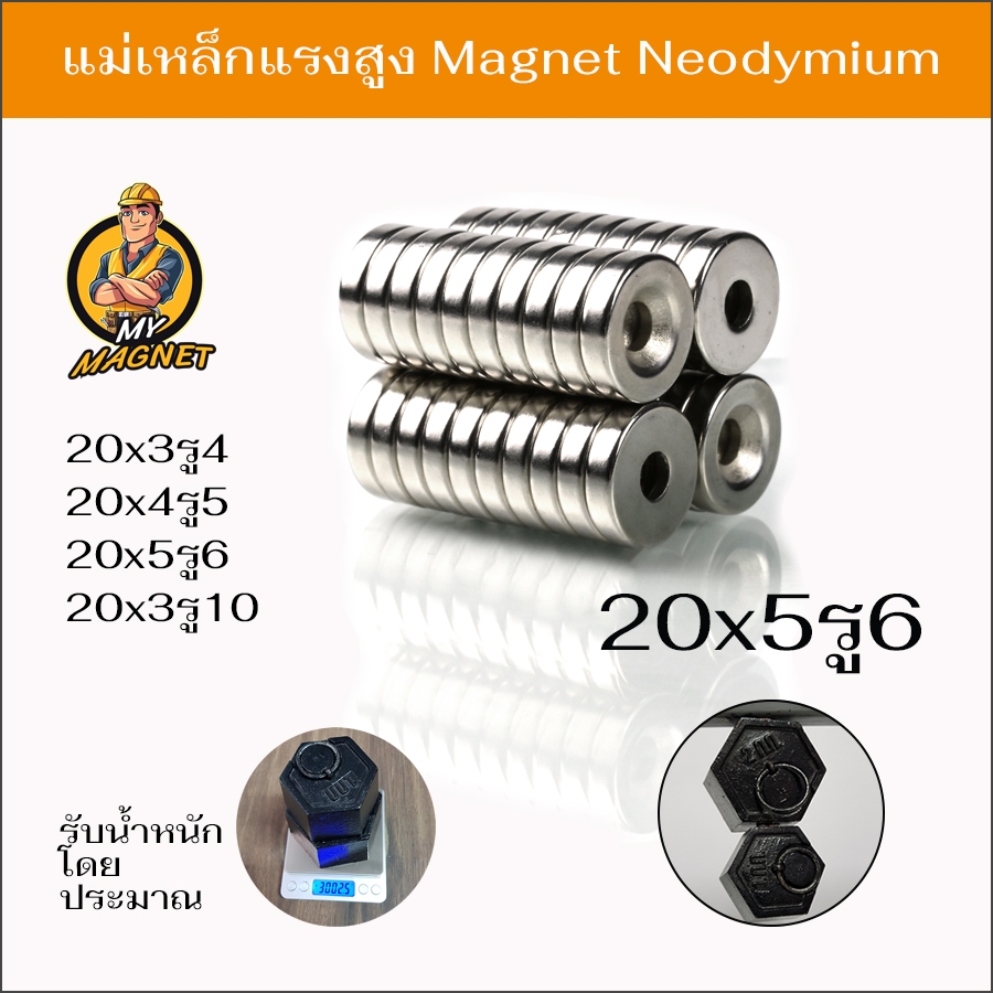 1ชิ้น แม่เหล็กรูกลาง แม่เหล็กนีโอไดเมียมN35 แม่เหล็กแรงดูดสูง magnet รูปกลมมีรูกลาง สินค้าพร้อมส่ง