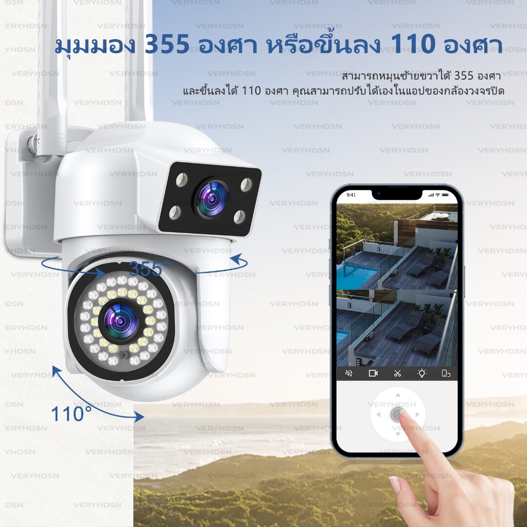 กล้องวงจรปิด CCTV กล้องไร้สาย ​IP camera WIFI 5MP HD โหมดพาโนรามา360องศา outdoor Infrared night vision การตรวจจับการเคลื