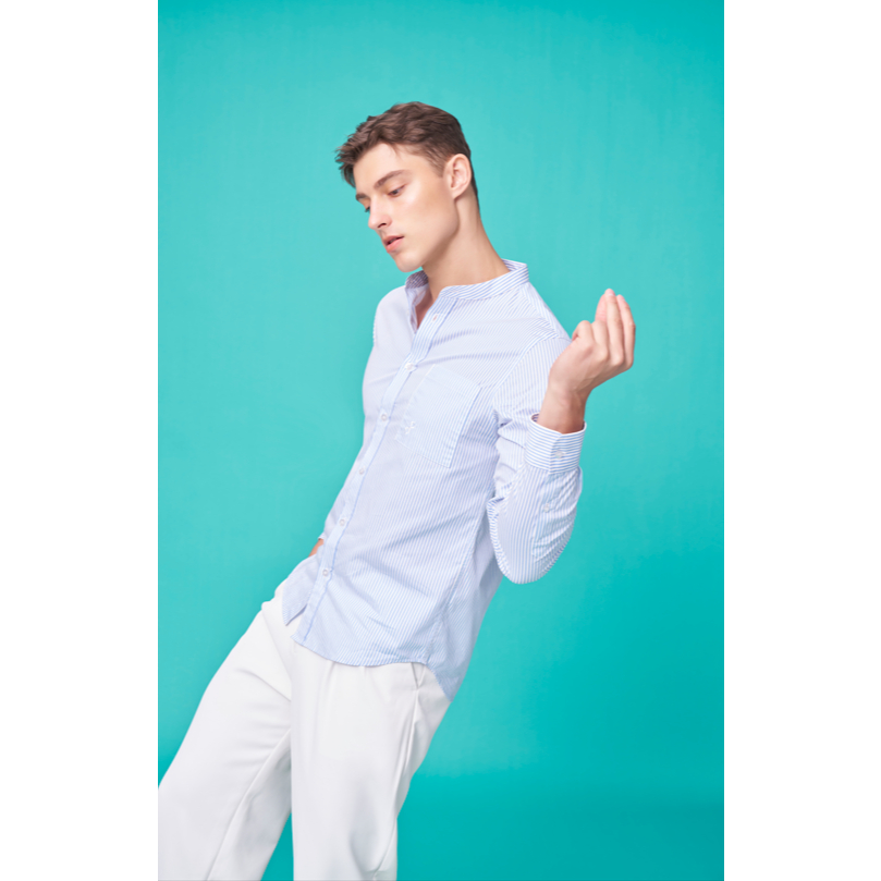 UPTOYOU Stripe blue shirt+collagen fiber