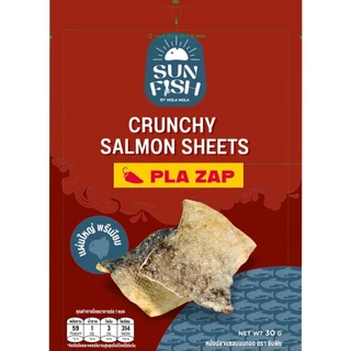 หนังปลาแซลมอนทอดอบกรอบยี่ห้อ SunFish ซันฟิช รส Pla Zap