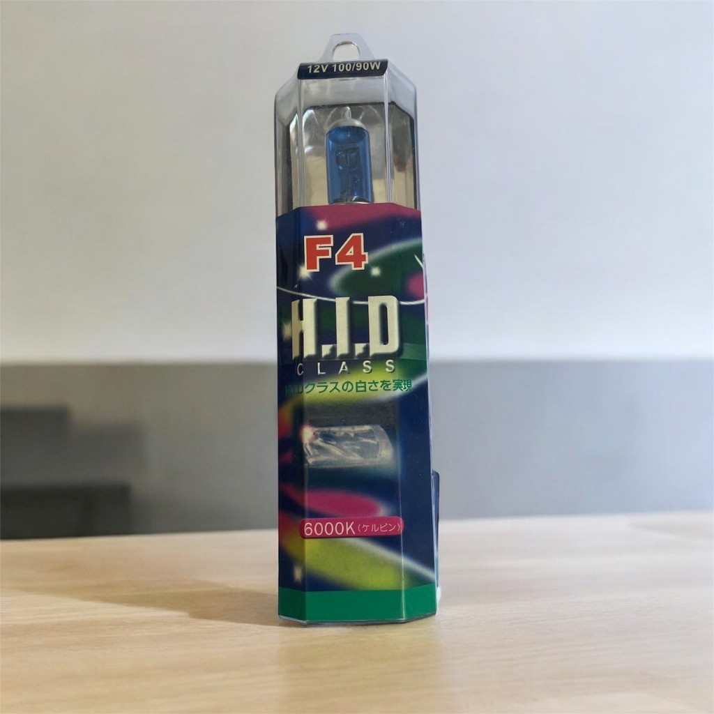 หลอดไฟหน้ามอเตอร์ไซค์ H4 100/90W H.I.D 6000K (F4) 1 คู่หลอดไฟฮาโลเจน