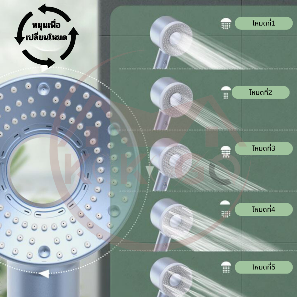 🔥KOKOGO🔥ฝักบัวแรงดันสูง 5ระดับ ฝักบัว อาบนํ้า สีดำ ไม่มีสนิม น้ำแรงและนุ่ม ชุดฝักบัว 4 in 1 พร้อมส่ง - รูปที่ 3