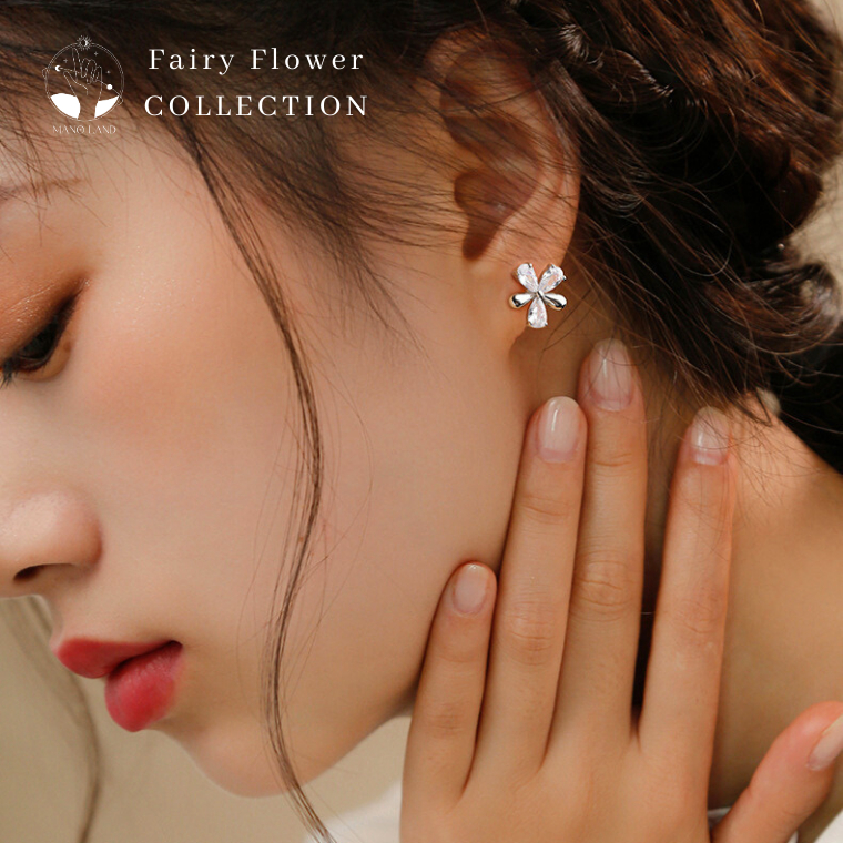 MNL💗ต่างหูห่วง Fairy Flower ดอกไม้ เพชร เครื่องประดับผู้หญิง แฟชั่นเงินแท้ ไม่ลอกดำ มินิมอล เกาหลี ของขวัญ วันเกิด