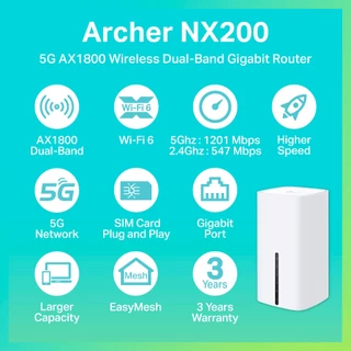 TP-Link Archer NX200 ใหม่! เราเตอร์ใส่ซิม 5G/LTE AX1800 Wireless Dual-Band Gigabit Router รองรับ EasyMesh ประกัน 3 ปี