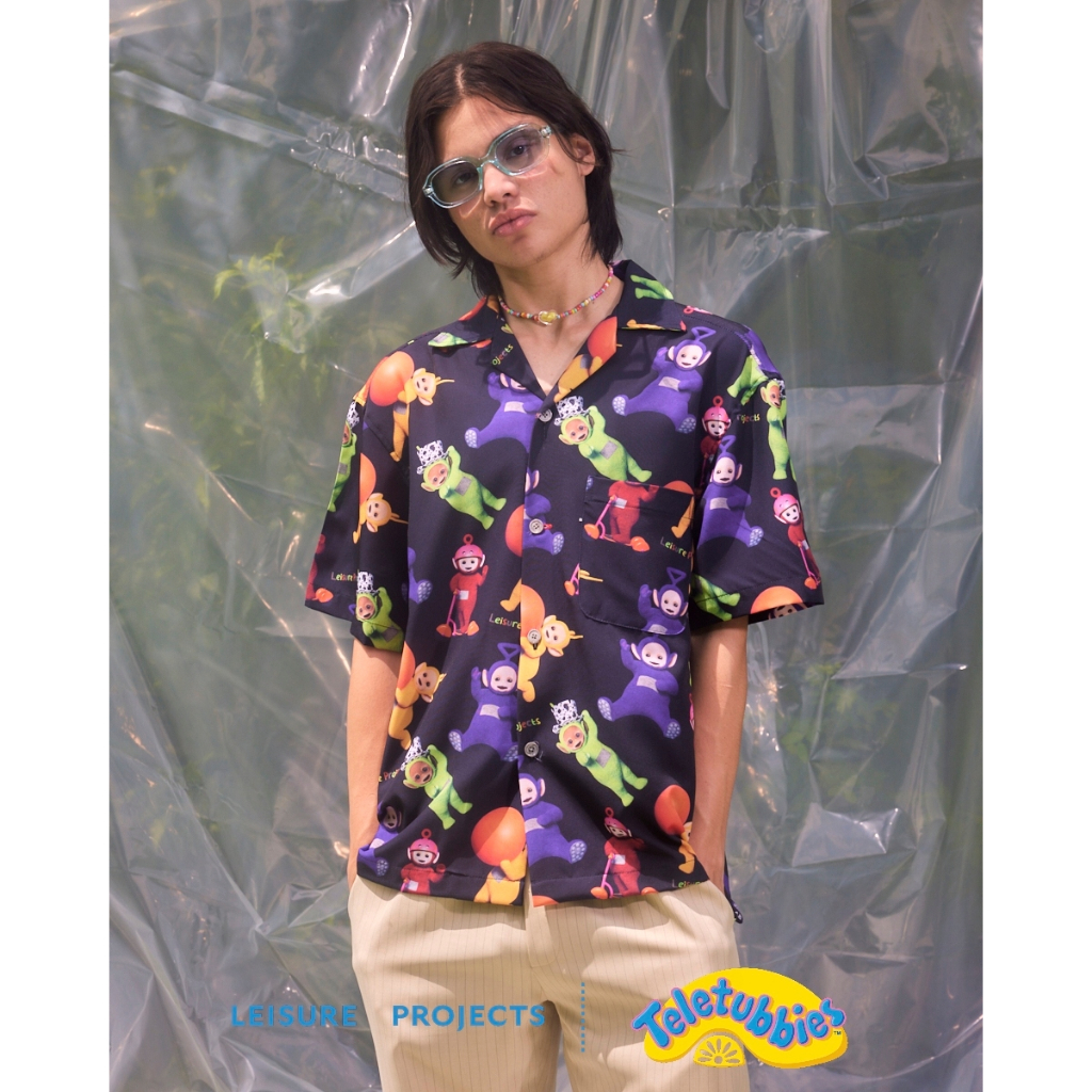 (Leisure Projects) x Teletubbies hawaiian shirt oversize fit hawaiian shirt with Teletubbies print