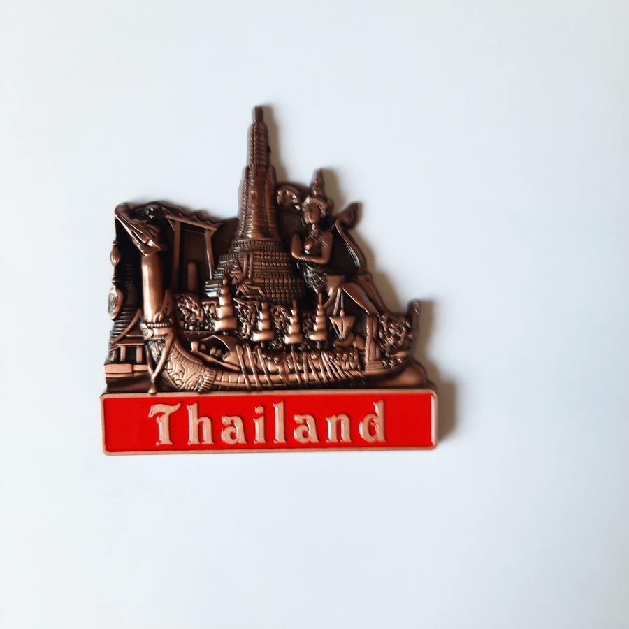 แม่เหล็กติดตู้เย็นรูปเอกลักษณ์ไทย วัด เรือสุพรรณหงส์ กินรี สีทองแดง ของที่ระลึกจากไทย ของฝากไทย ของตกแต่งตู้เย็น ของใช้