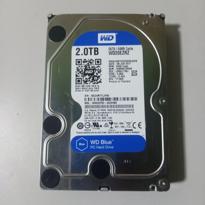 ฮาร์ดดิสWD Blue HHD 2TB  มือ2 สภาพสวย ใช้งานได้ปกติ