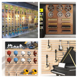 แผ่นผนังร่อง Slatwall Panel 122x122 ซม. MDF หนา 19 มม. พร้อมรางอลูมิเนียม แผ่นผนังเสียบ แผงโชว์สินค้า