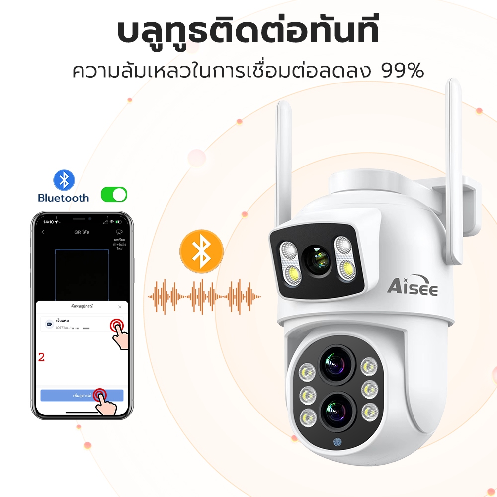 กล้องวงจรปิด 4K IP Camera กล้องวงจรปิด360 กันน้ํา เสียงสองทาง กล้องไวไฟไร้สาย ซูม10เท่าแท้จริง