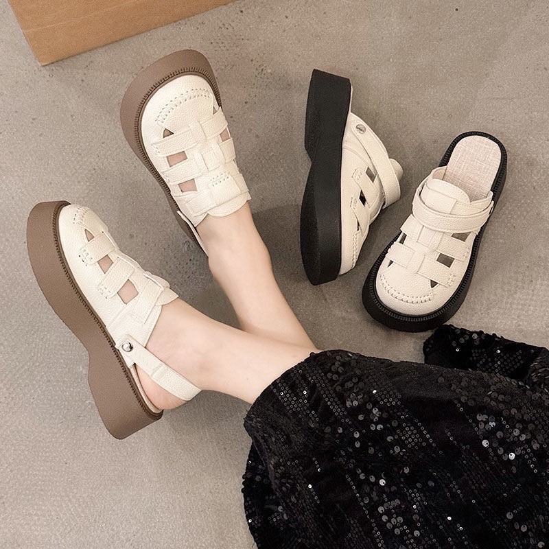 H36 รองเท้าแตะแบบสวมรัดส้นพื้นหนา  มี 2 สี