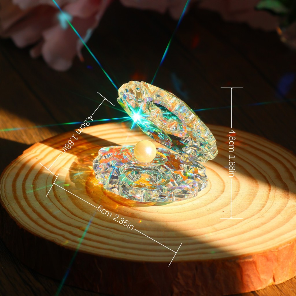 เครื่องประดับ เปลือกหอยมุกคริสตัล ไข่มุก สวยงาม ระยิบระยับ crystal Oyster pearl shell Prism ของขวัญ cute gift decorative