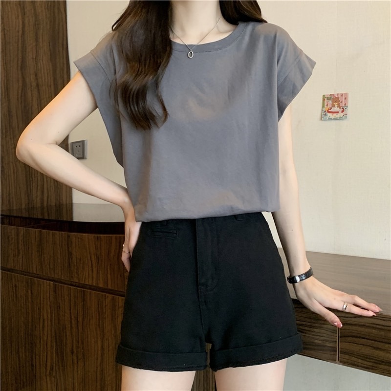 tt-รุ่น-364 เสื้อยืดแขนสั้นคอกลมสีพื้นมาใหม่ ทรงหลวม ยอดฮิตสไตล์เกาหลี ผ้านุ่มสวมใส่สบาย พร้อมส่งจากก ท ม